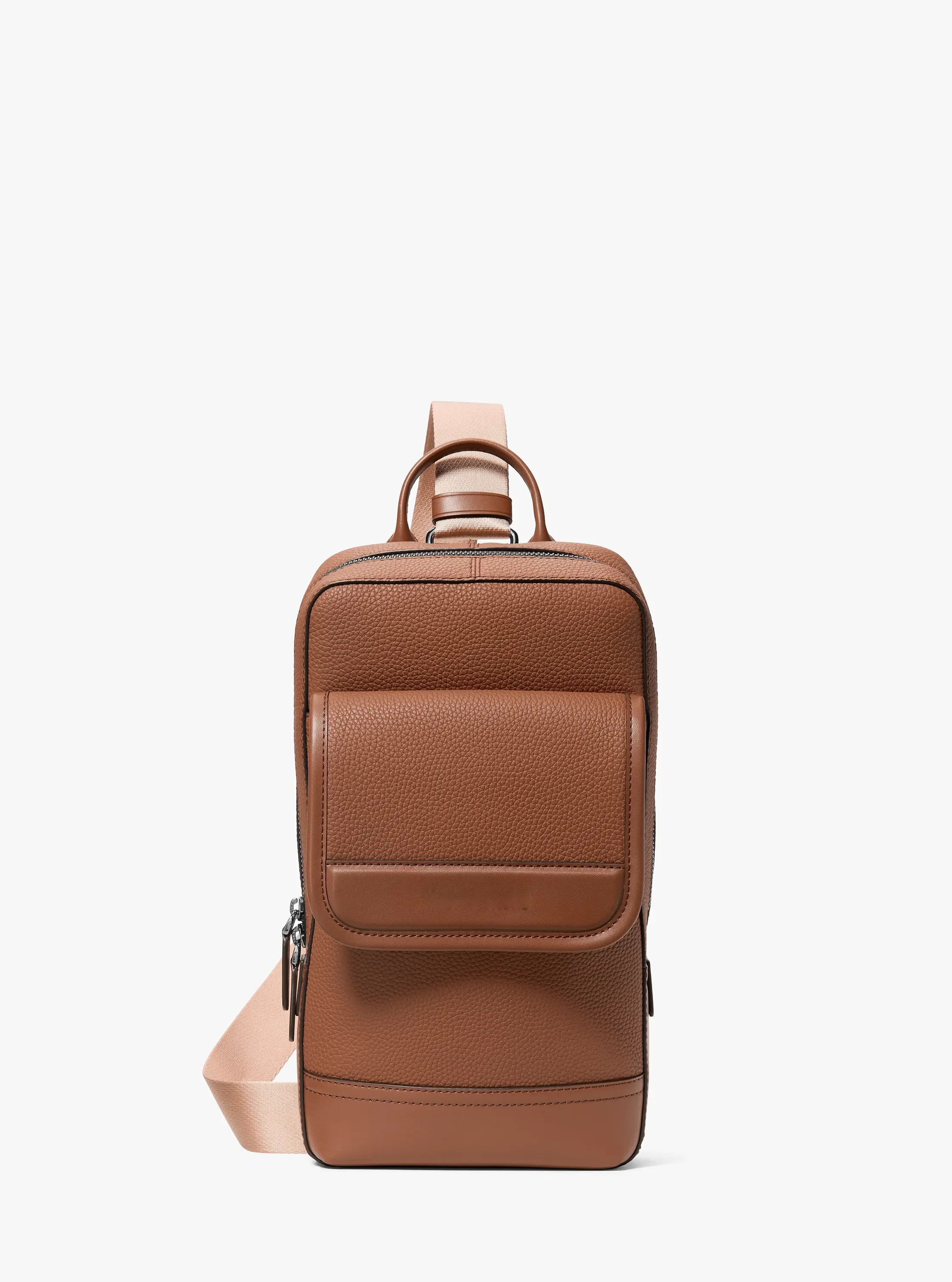 Textured Leather Multi-Pocket Adjustable Strap Urban Travel Sling Bag