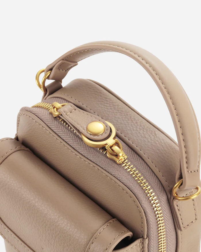 RFID Blocking Mini Leather Sling Bag With Glasses Storage Compartment