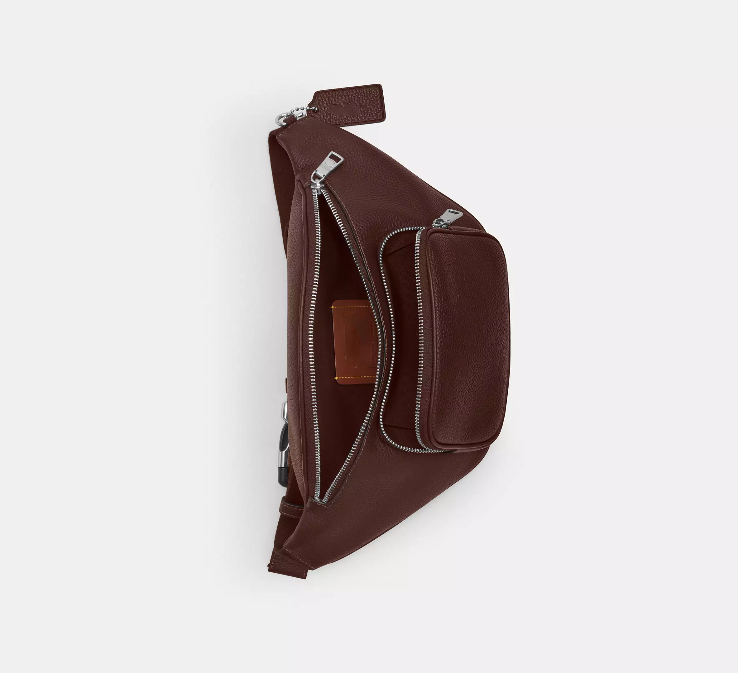 Large Capacity Adjustable Waist-Worn Pebbled Leather Sling Waist Bag