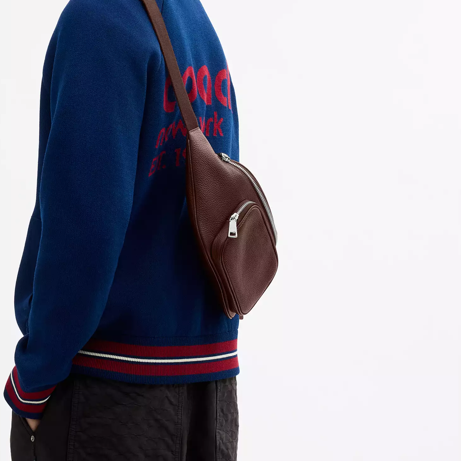 Large Capacity Adjustable Waist-Worn Pebbled Leather Sling Waist Bag