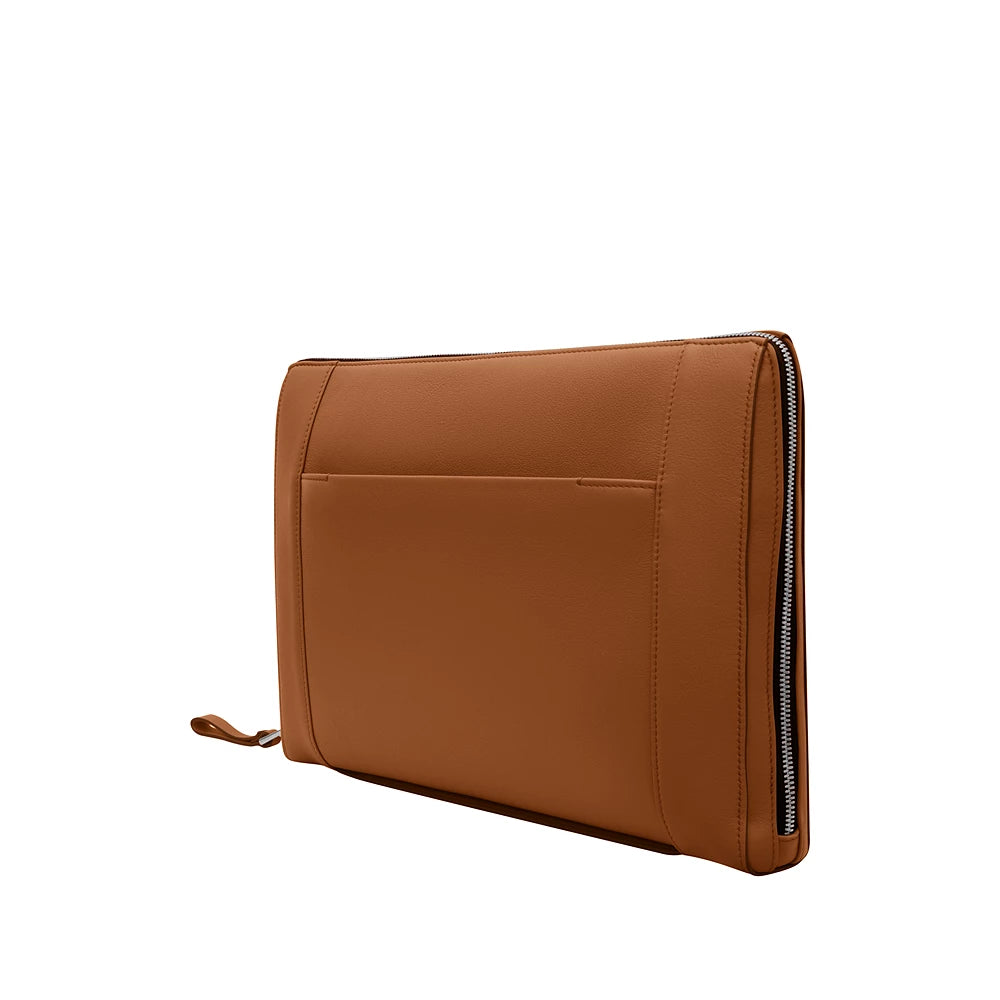 Multi-Zip Calfskin 14 Inch Laptop Carry Business Portfolio