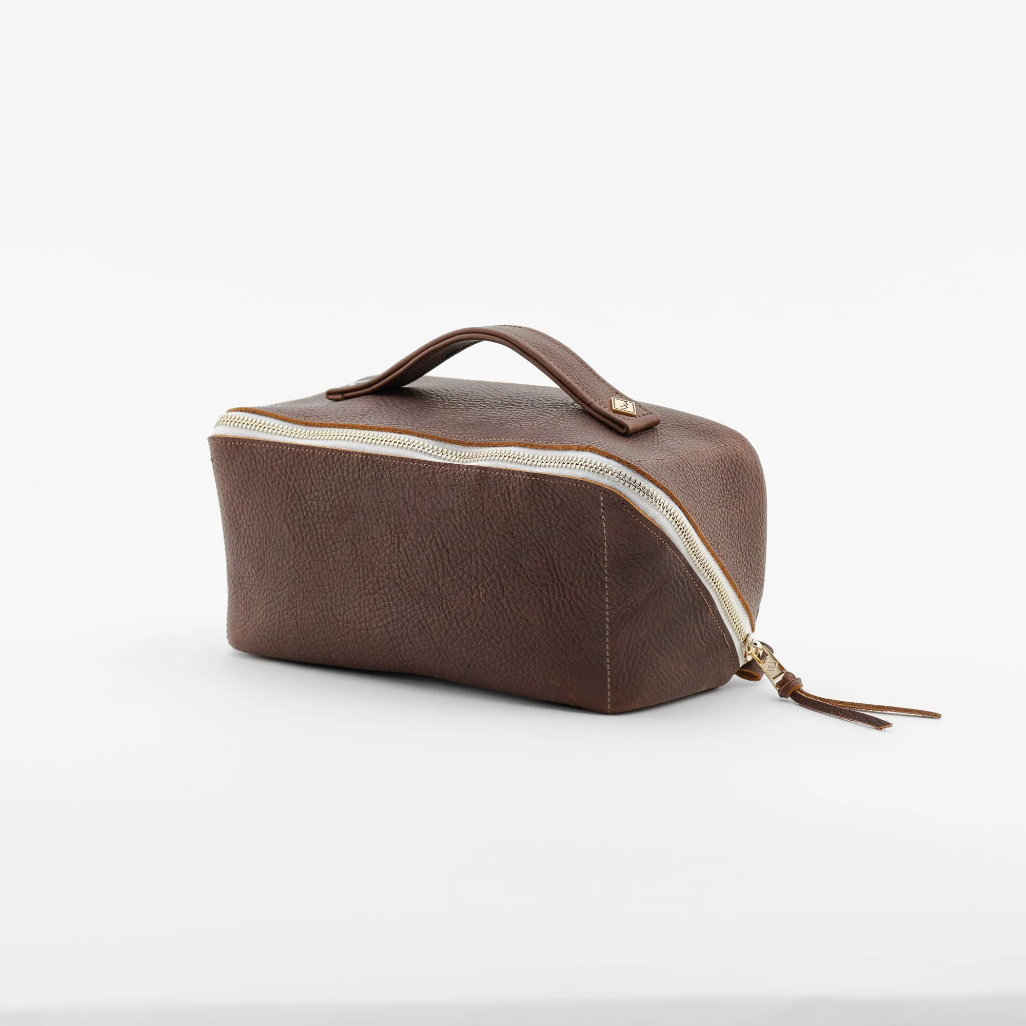 Handcrafted Patina-Developing Leather Travel Daily Cosmetic Bag